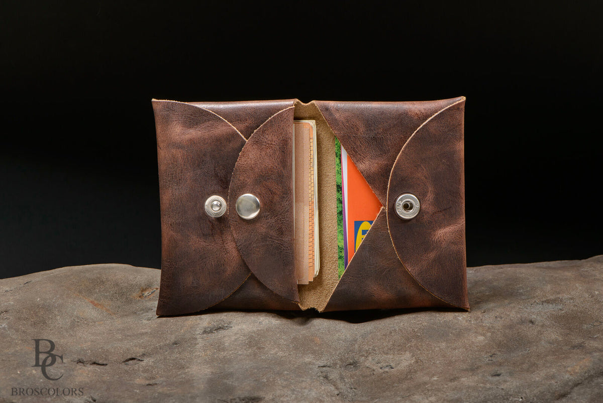Minimalist Origami Wallet, Customized Brown Crazy Horse Leather Wallet