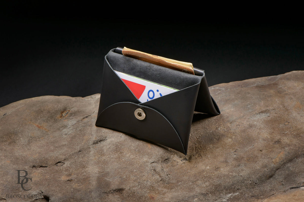 Minimalist Origami Wallet, Customized Black Leather Wallet
