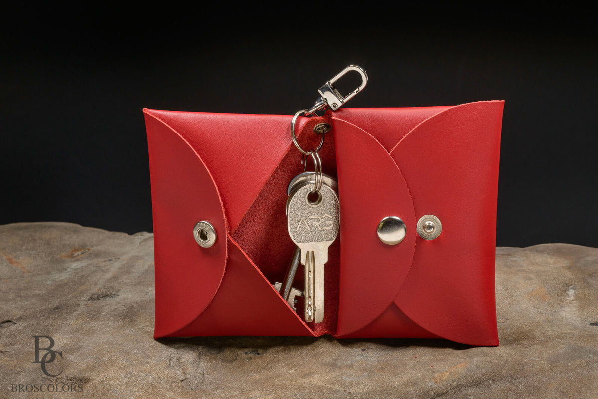 Minimalist Origami Leather Wallet, Red Leather Wallet Customized, Unisex Wallet