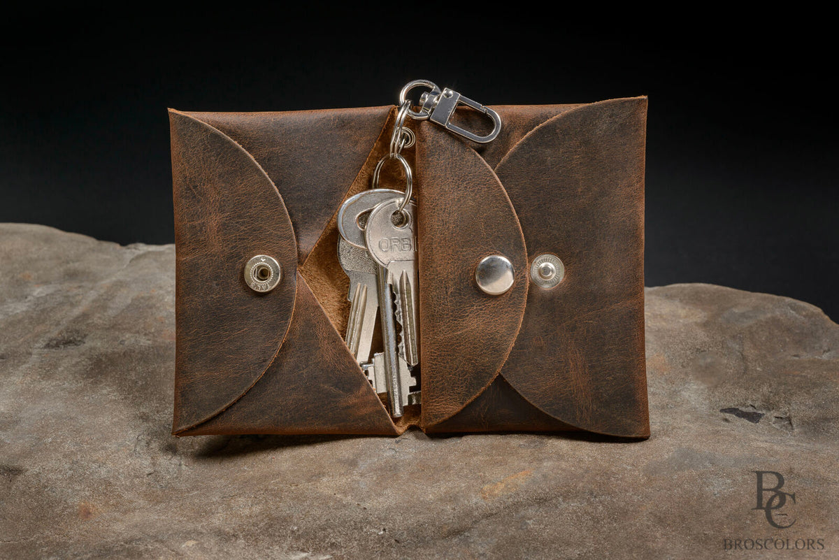 Minimalist Origami Wallet, Customized Brown Crazy Horse Leather Wallet