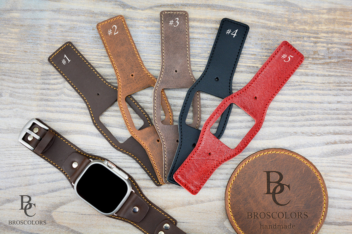 Bordeaux Apple Watch Leather Cuff Band