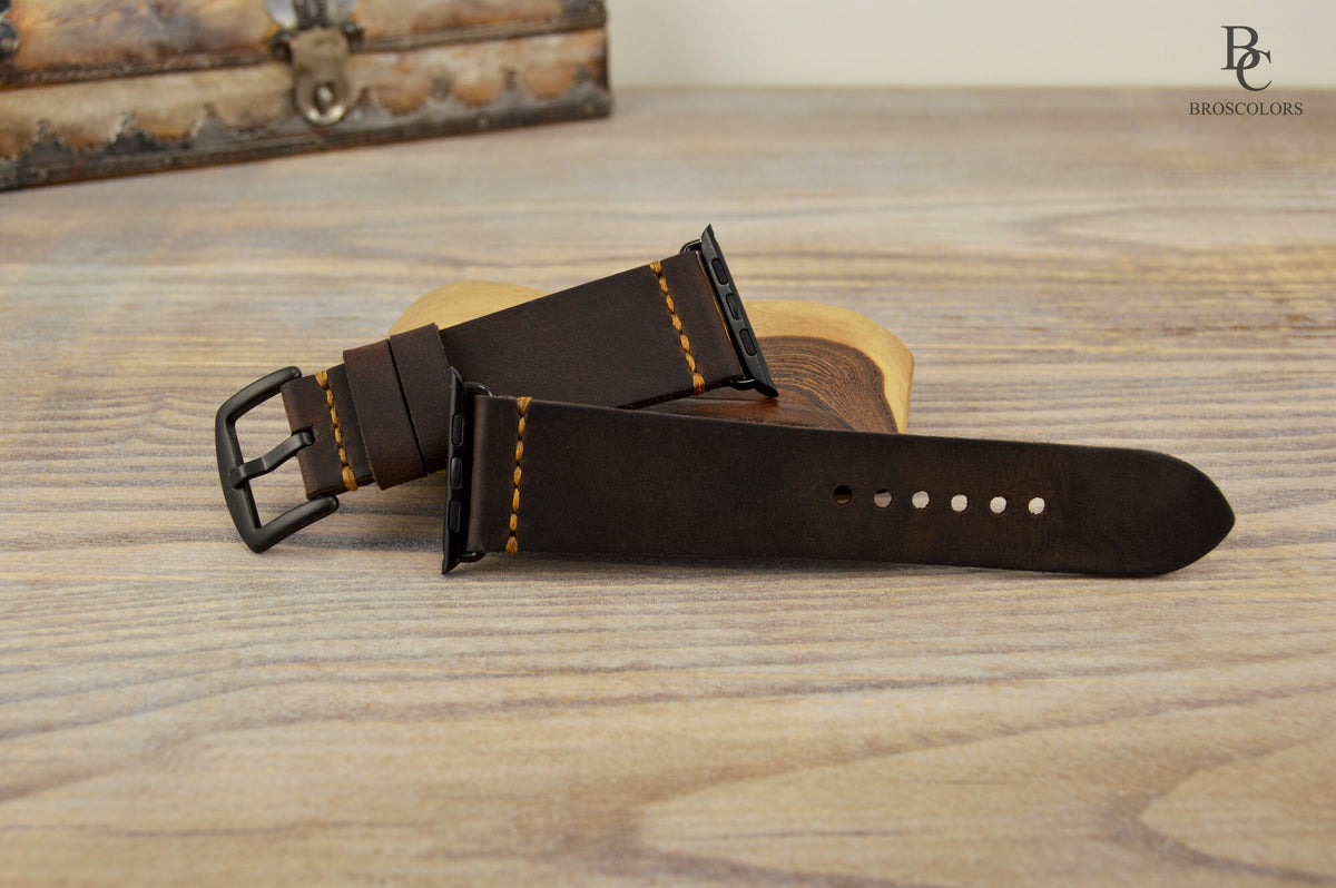 Antique Brown Apple Watch Leather Strap