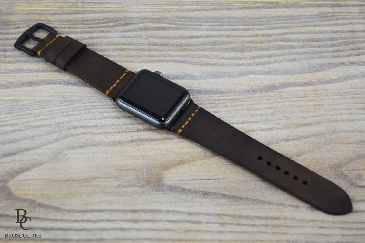 Antique Brown Apple Watch Leather Strap