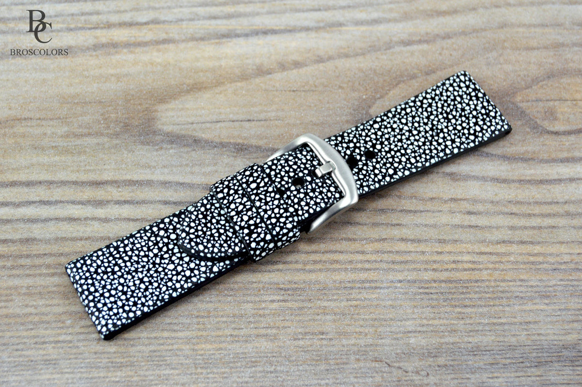 Black and White Leather Watch Strap