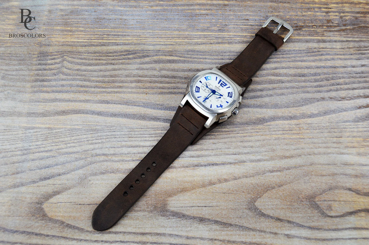 Brown Crazy Horse Leather Cuff Watch Band - Horse Adventure