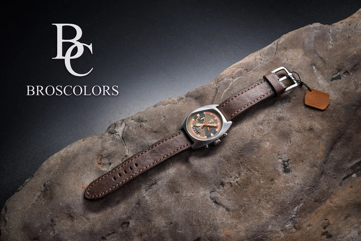 Brown Leather Watch Strap Hand Stitched - Cowboy Adventure