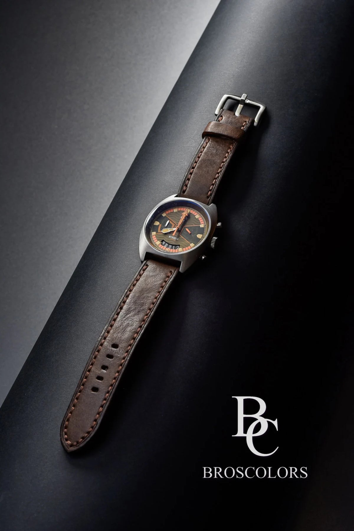 Brown Leather Watch Strap Hand Stitched - Cowboy Adventure