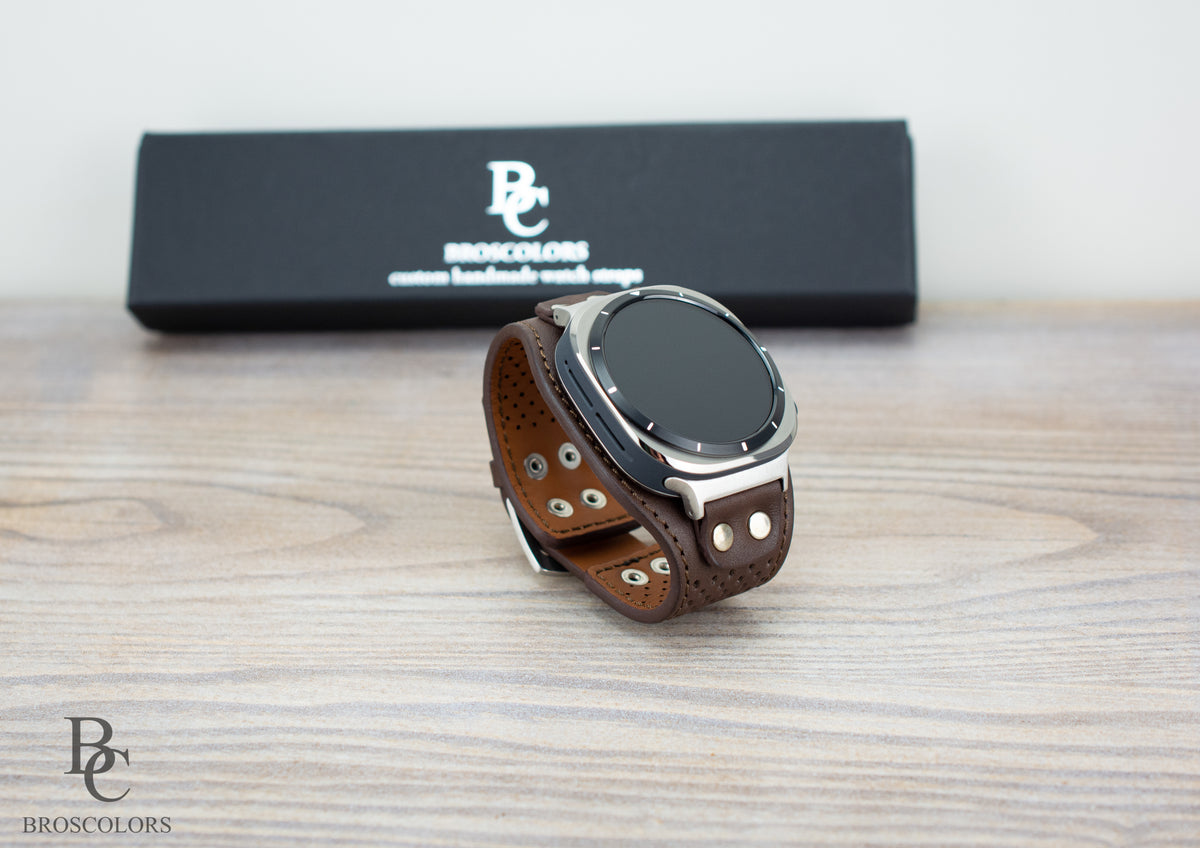 Brown Leather Cuff Band for Samsung Galaxy Ultra 47mm / Galaxy 8 Classic