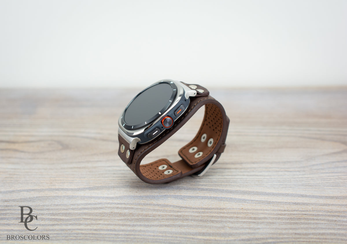 Brown Leather Cuff Band for Samsung Galaxy Ultra 47mm / Galaxy 8 Classic