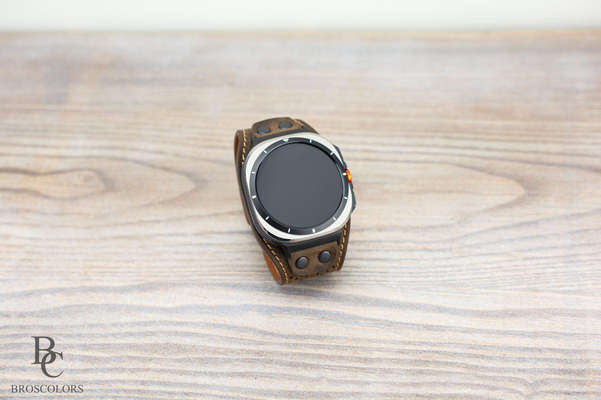 Brown Leather Cuff Band for Samsung Galaxy Ultra 47mm / Galaxy 8 Classic