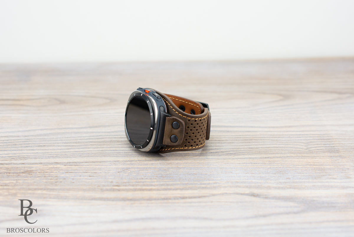 Brown Leather Cuff Band for Samsung Galaxy Ultra 47mm / Galaxy 8 Classic