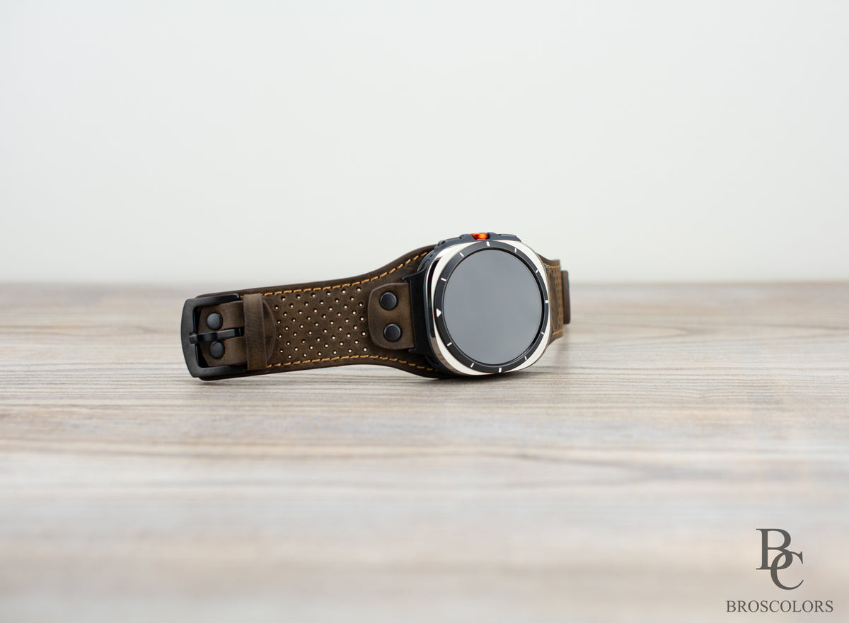 Brown Leather Cuff Band for Samsung Galaxy Ultra 47mm / Galaxy 8 Classic