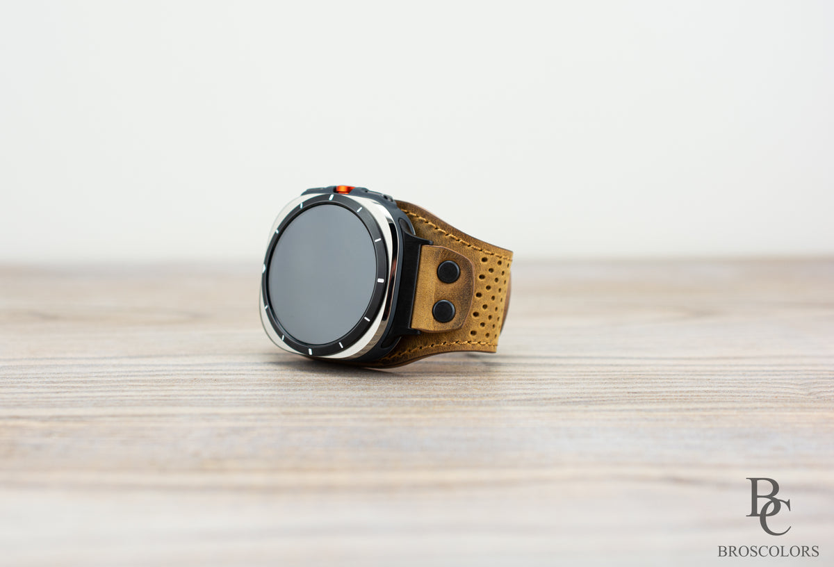 Brown Leather Cuff Band for Samsung Galaxy Ultra 47mm / Galaxy 8 Classic