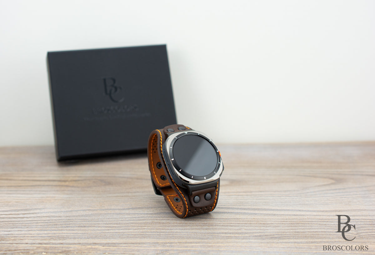 Brown Leather Cuff Band for Samsung Galaxy Ultra 47mm / Galaxy 8 Classic