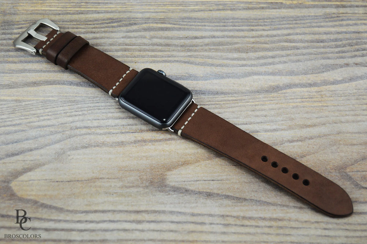 Dark Brown Leather Apple Watch Strap