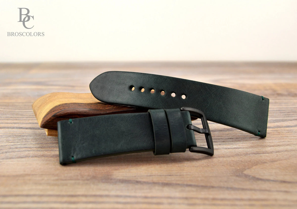 Dark Green Leather Watch Strap