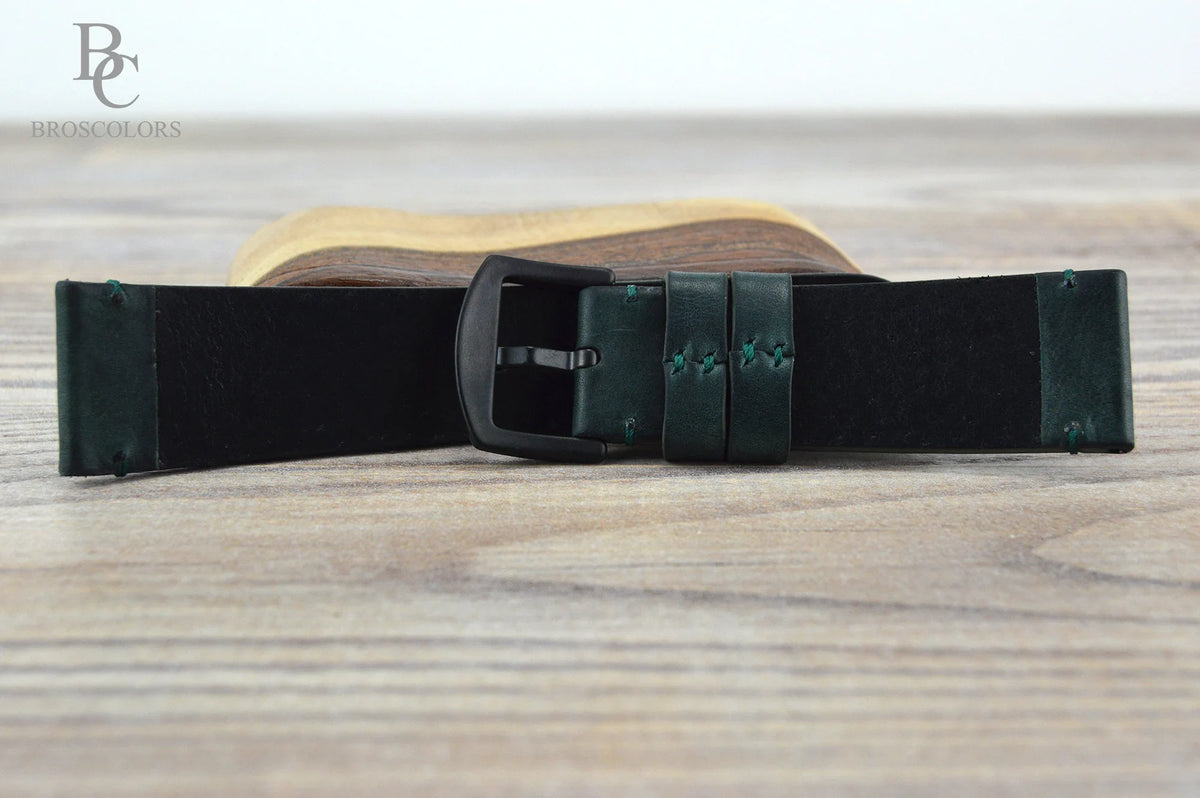 Dark Green Leather Watch Strap