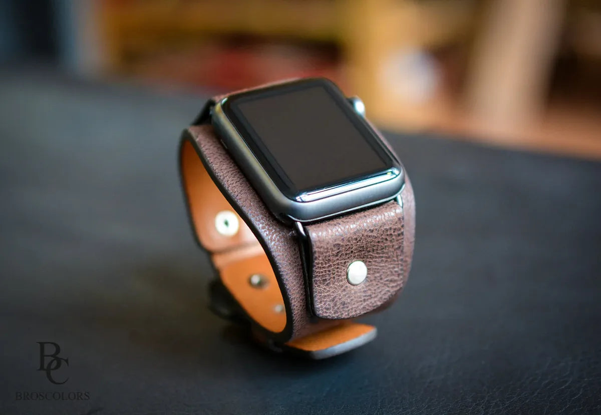Grain Leather Apple Watch Cuff Band