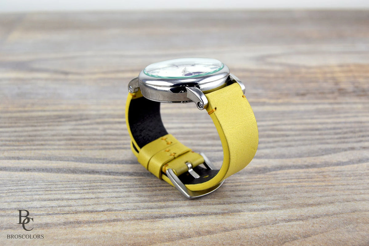 Mustard Yellow Leather Watch Strap