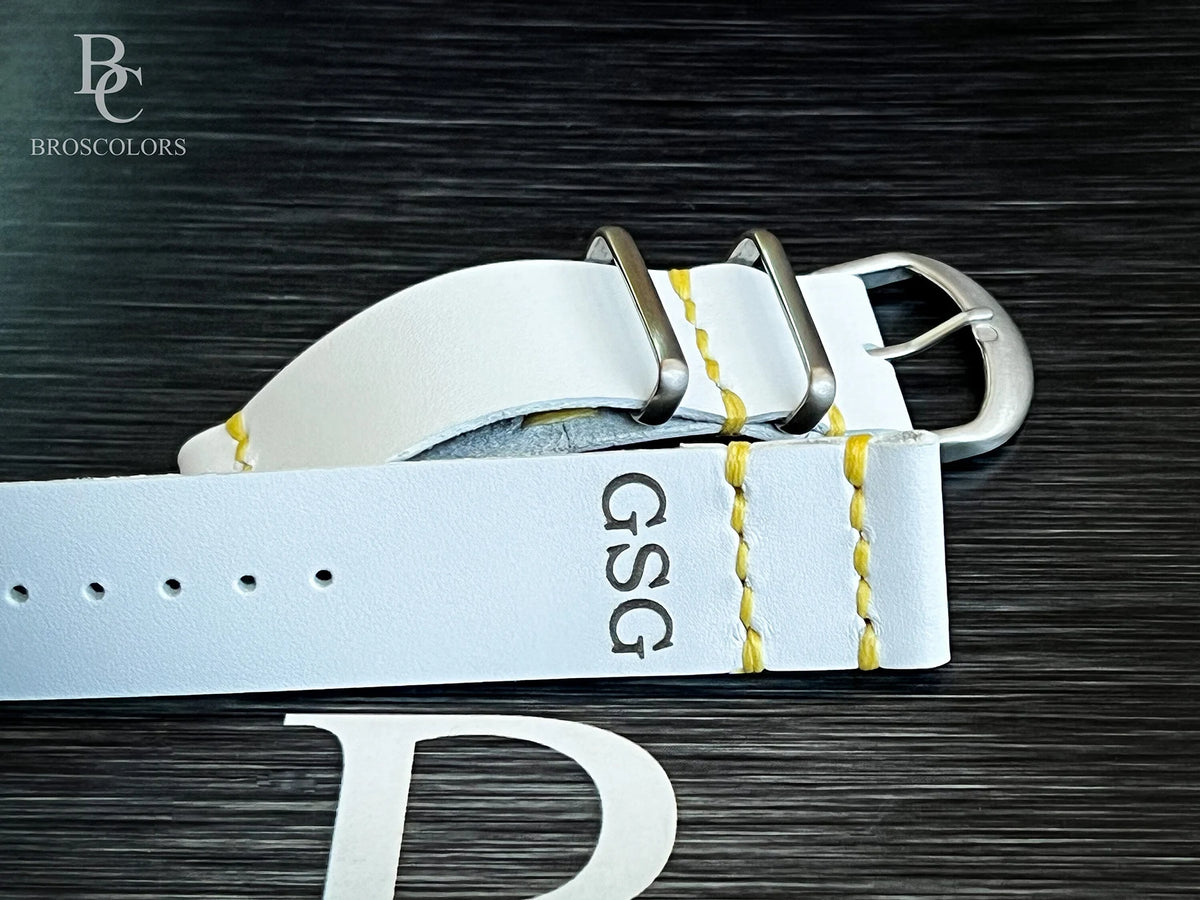 Omega Swatch MoonSwatch Leather Watch Band - White - Moon Landing