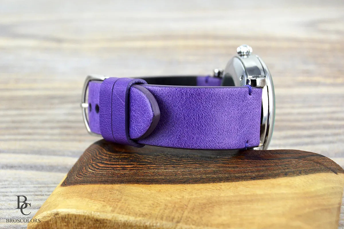 Purple Leather Watch Strap - Purple Comfort
