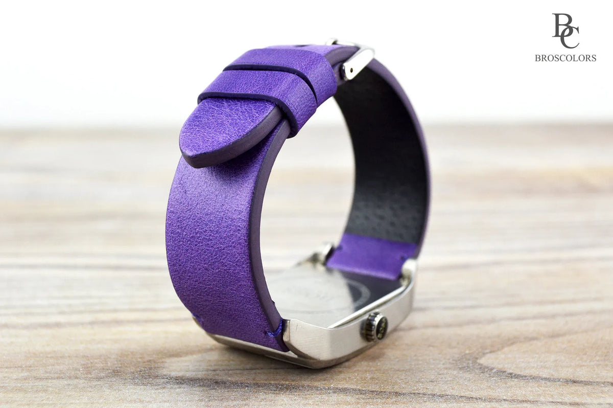 Purple Leather Watch Strap - Purple Comfort