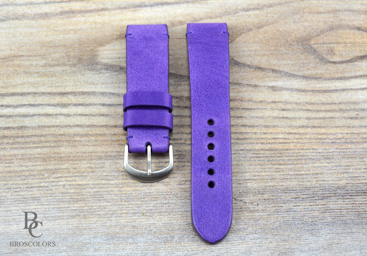 Purple Leather Watch Strap - Purple Comfort