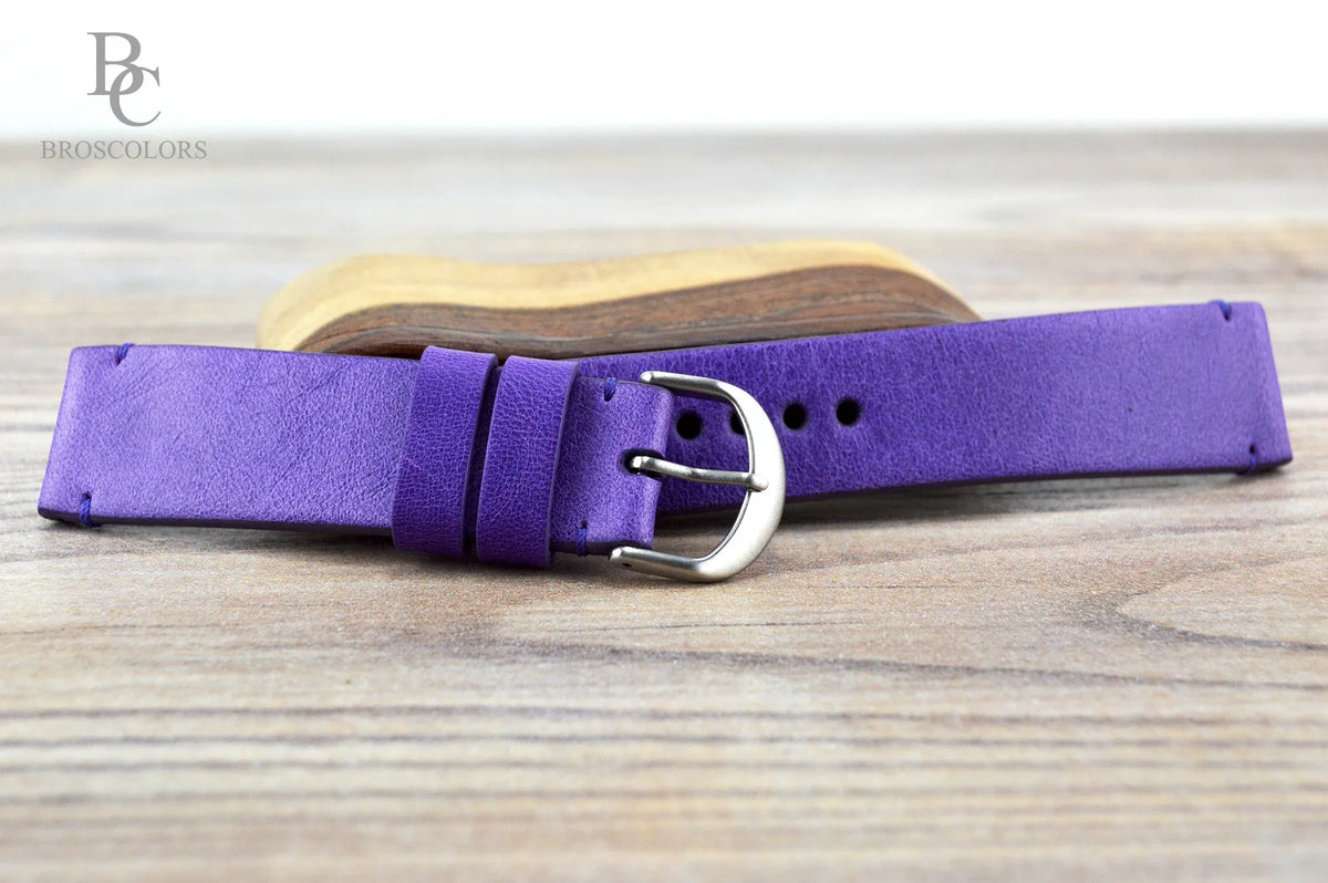 Purple Leather Watch Strap - Purple Comfort