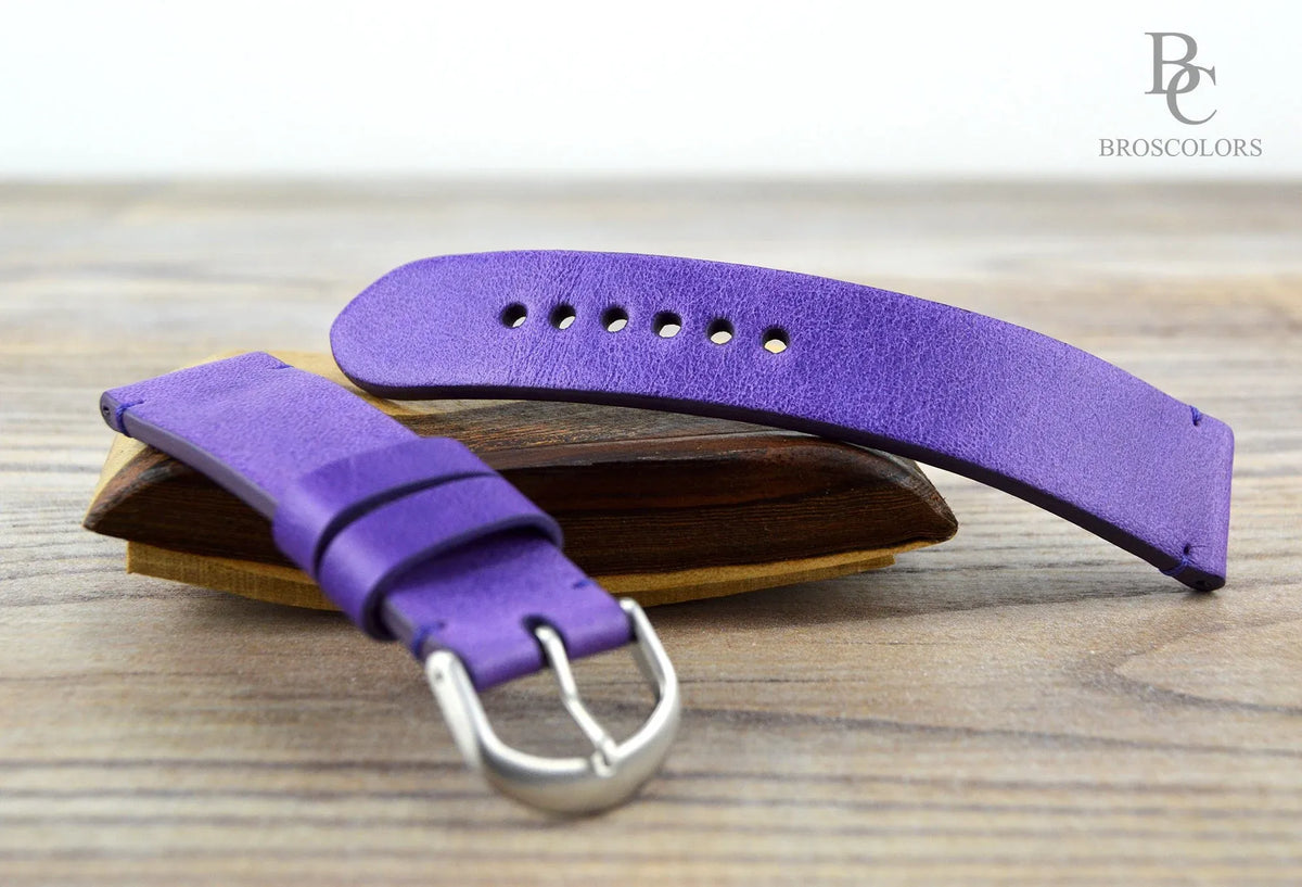 Purple Leather Watch Strap - Purple Comfort