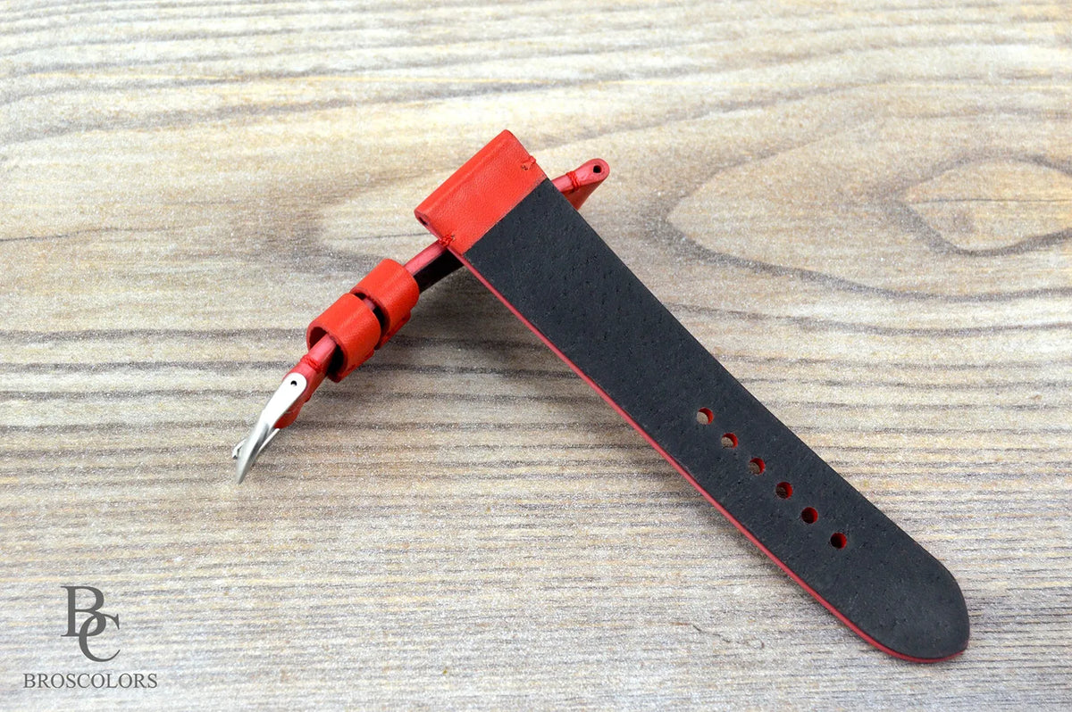 Red Leather Watch Strap - 16 - 24mm