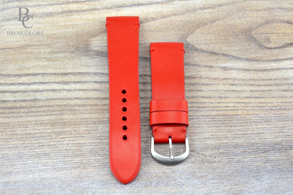 Red Leather Watch Strap - 16 - 24mm