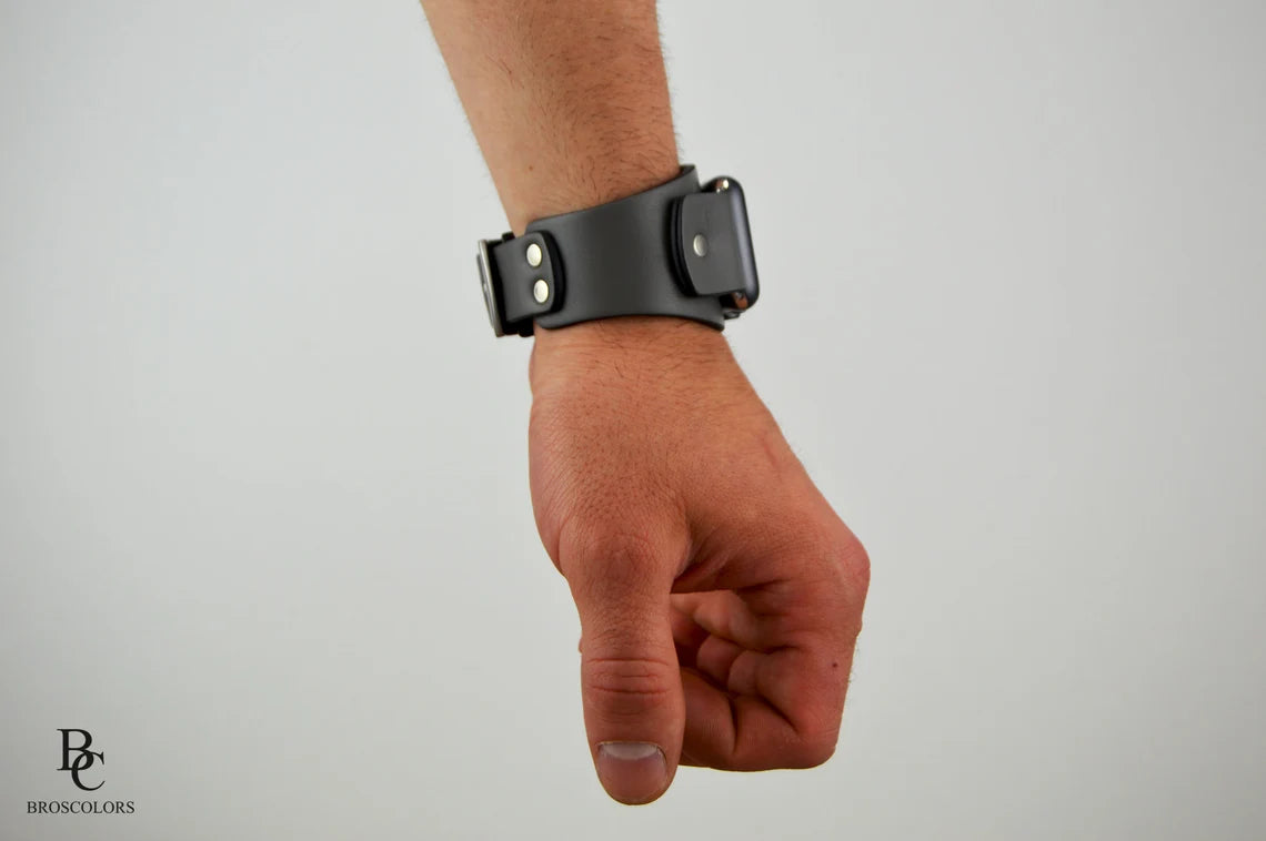 Gray Apple Leather Watch Cuff Band - Gray Armor