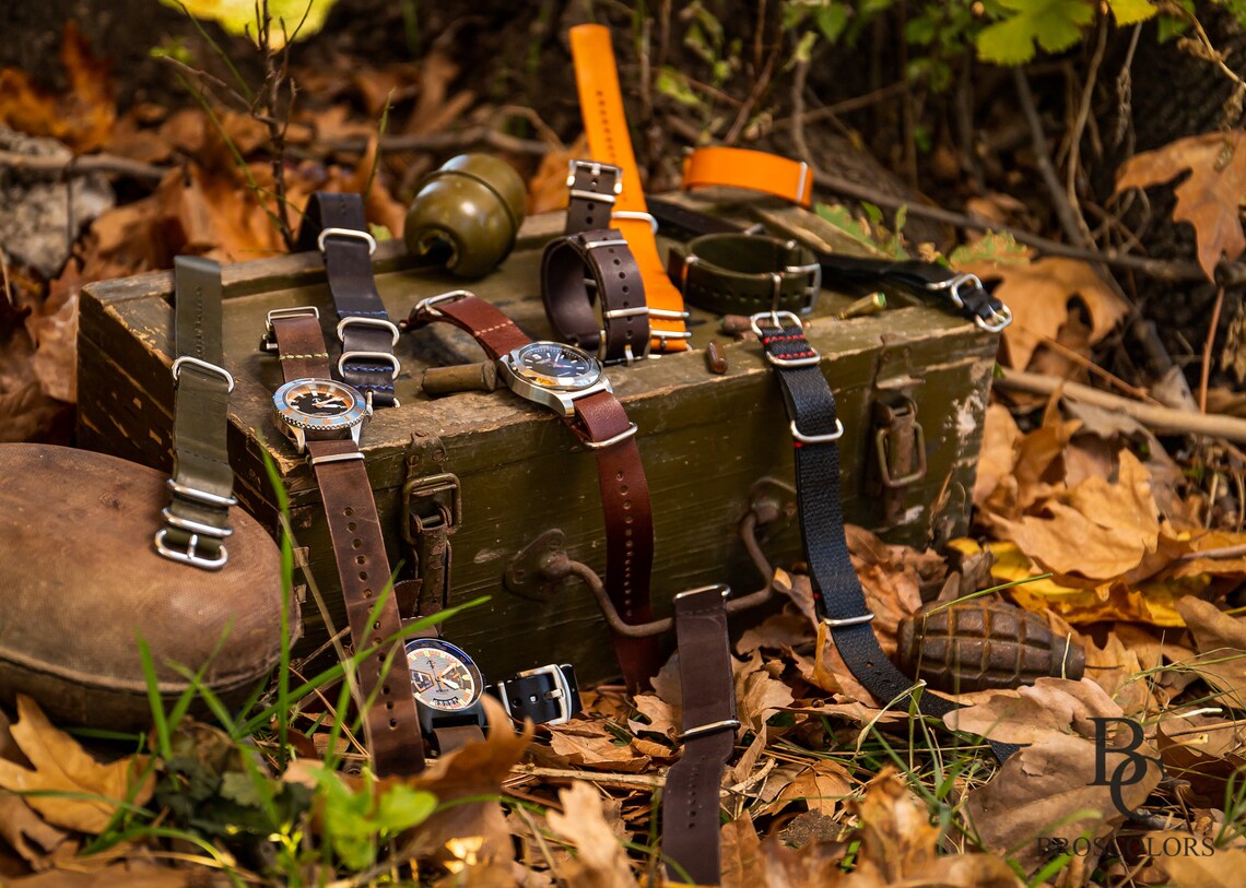 Brown Crazy Horse Leather Military Watch Strap