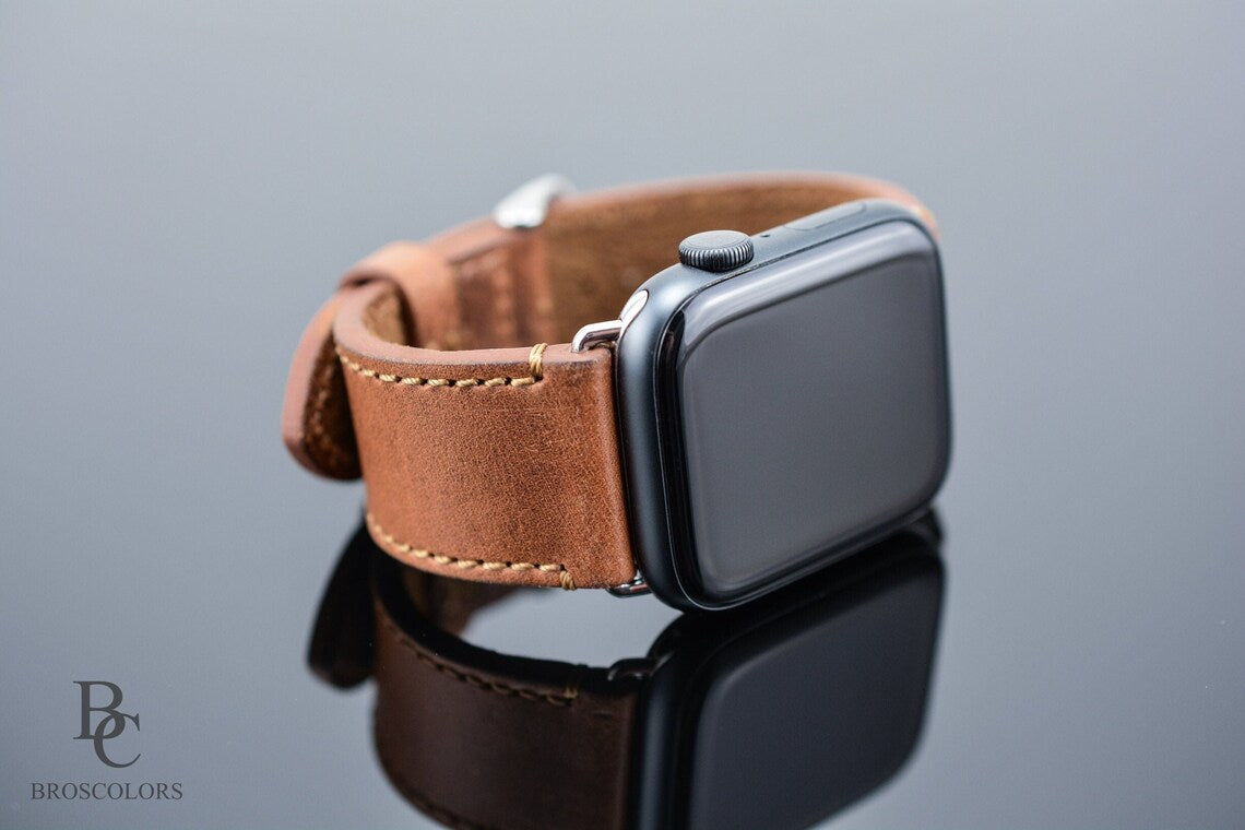 Apple Watch Leather Watch Strap - Cognac Brown