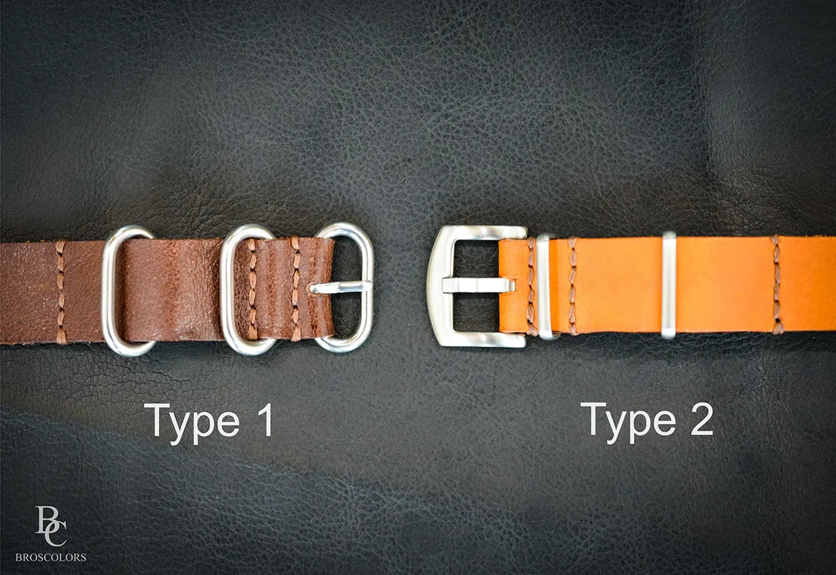 Black Leather Army Watch Strap with Custom Stitching