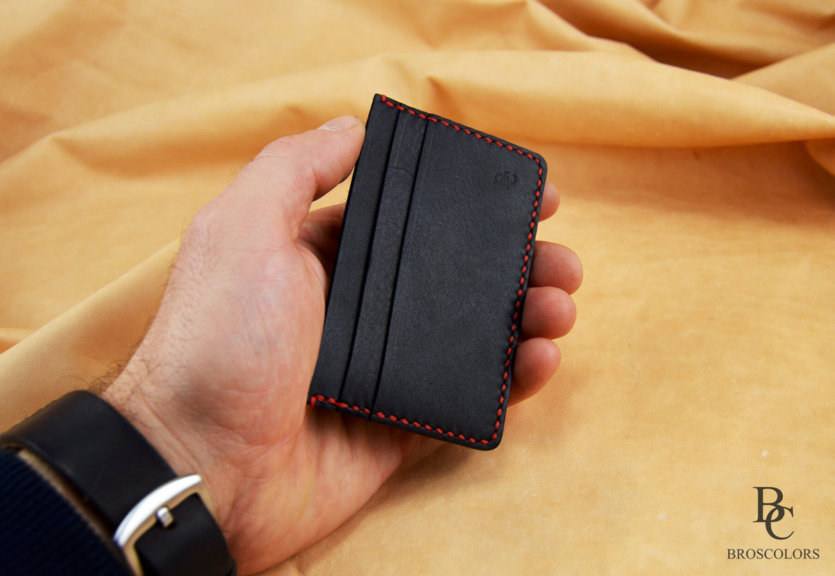 Slim Black Leather Card Holder
