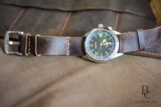 Long Leather Military Watch Strap - BROWN COLOR