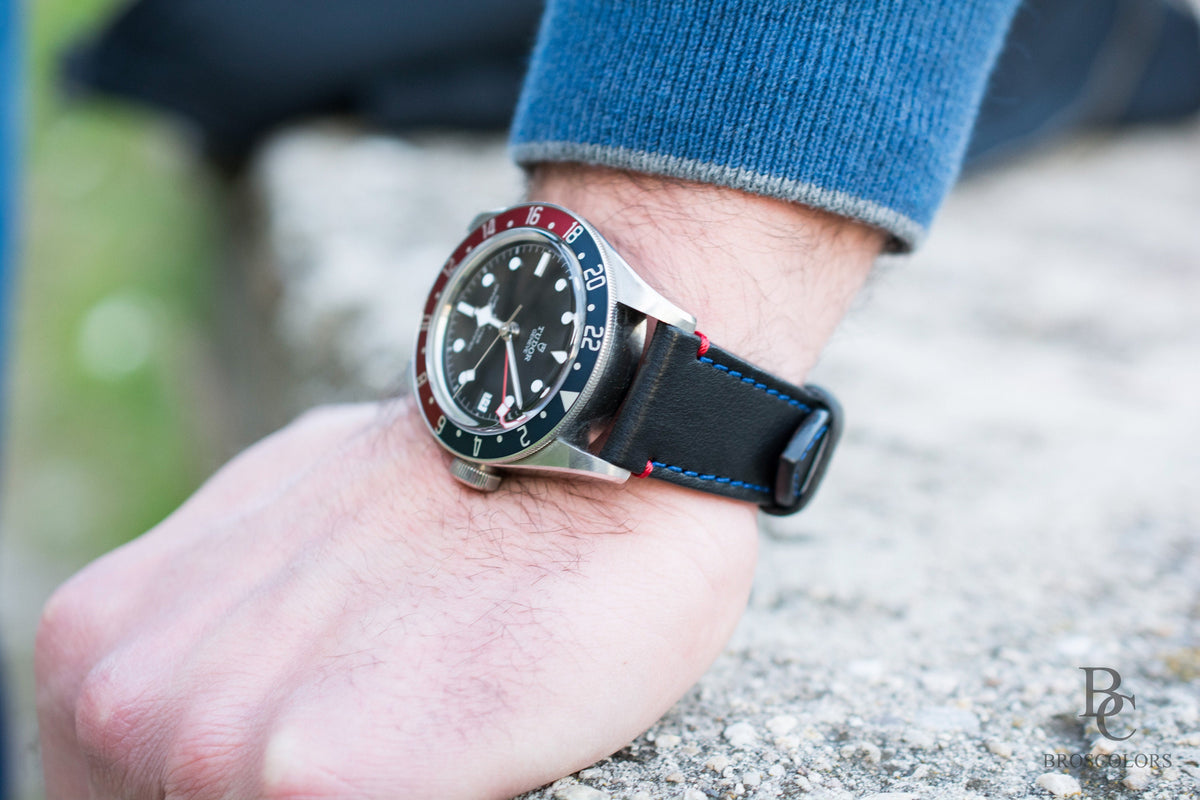 Tudor Black Bay GMT Leather Strap - Black Leather