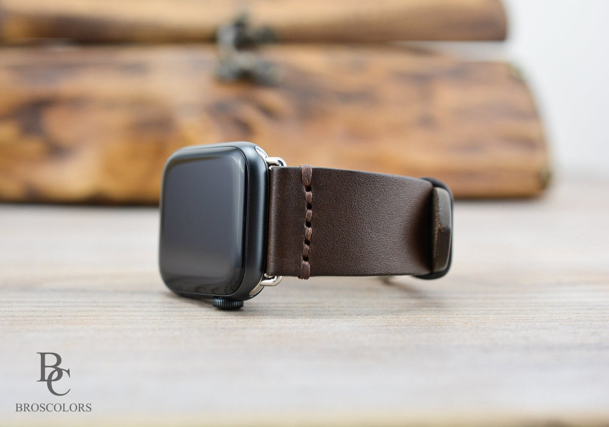 Apple Leather Watch Strap - Chocolate Brown