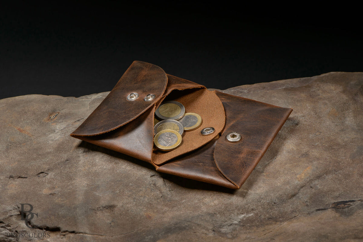 Minimalist Origami Wallet, Customized Brown Crazy Horse Leather Wallet