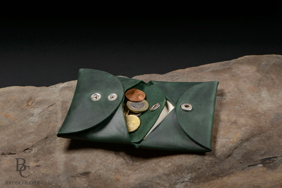 Minimalist Origami Wallet, Customized Oil Green Crazy Horse Leather Wallet