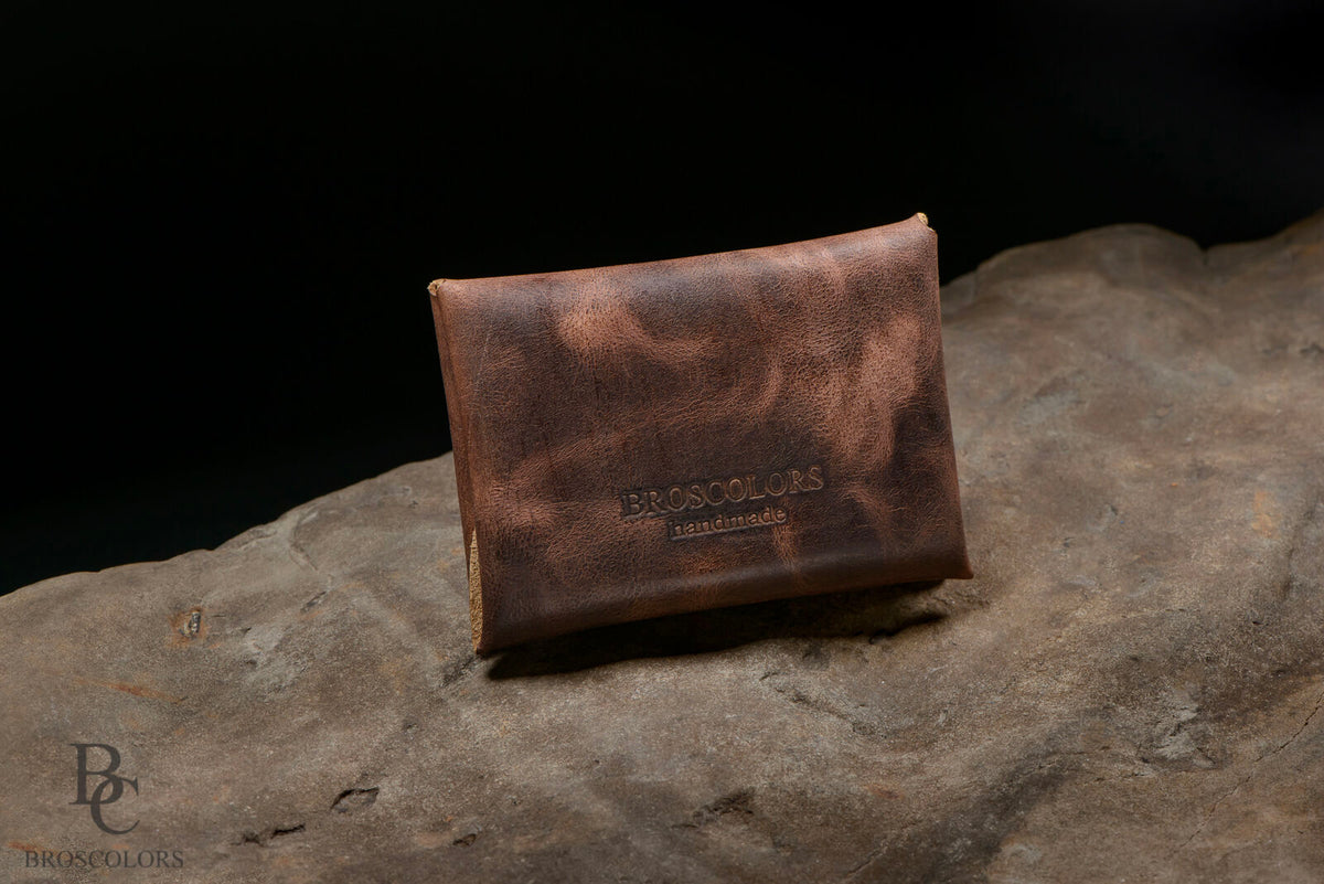 Minimalist Origami Wallet, Customized Brown Crazy Horse Leather Wallet