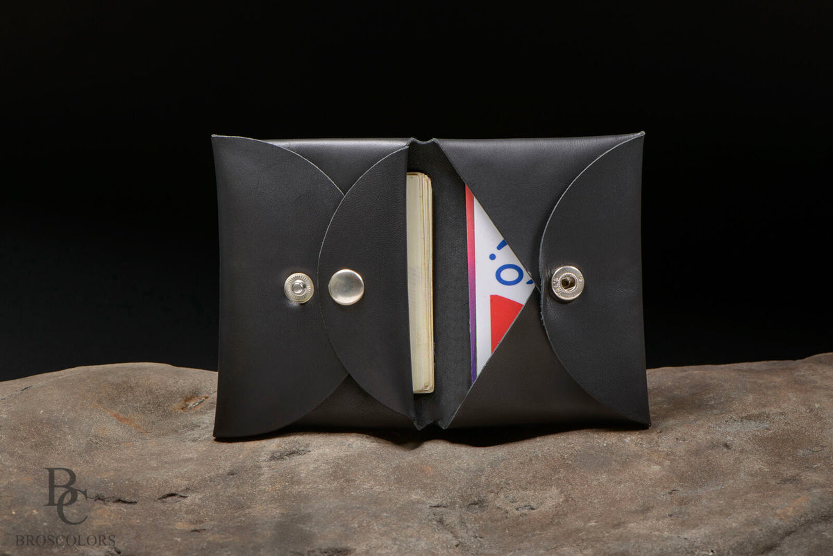 Minimalist Origami Wallet, Customized Black Leather Wallet