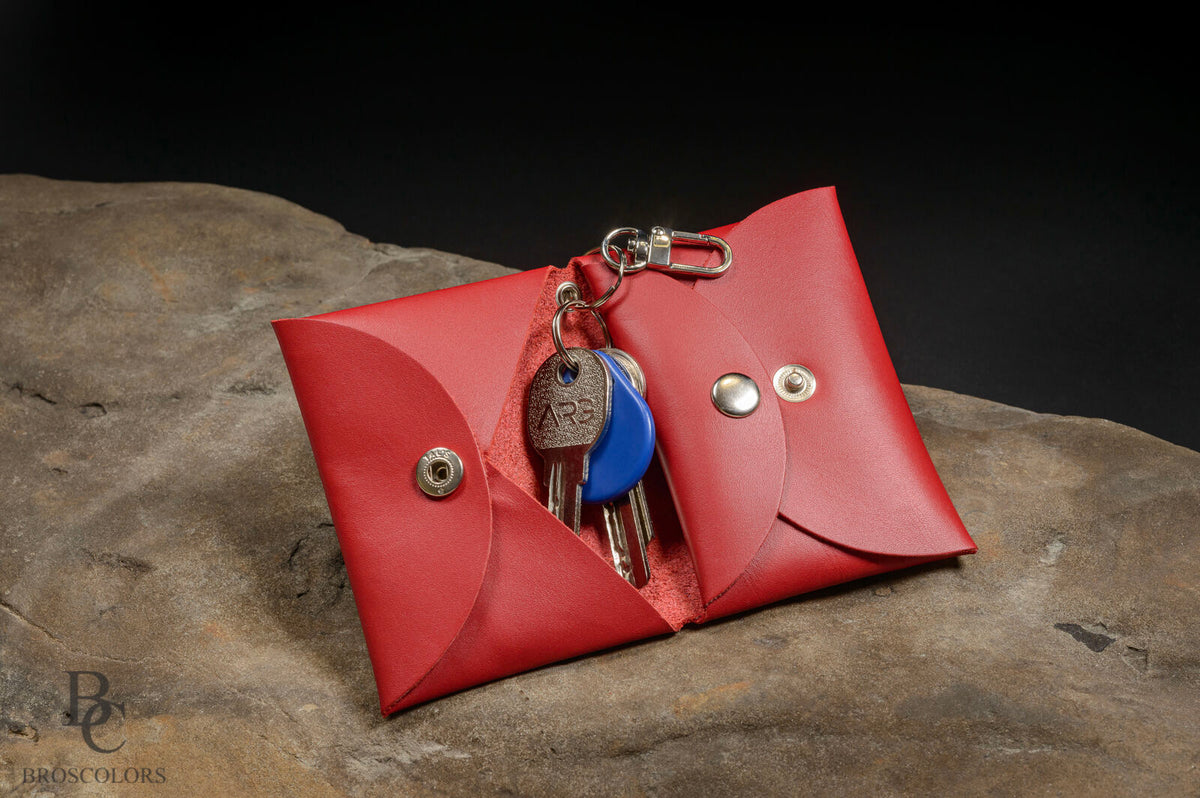 Minimalist Origami Leather Wallet, Red Leather Wallet Customized, Unisex Wallet