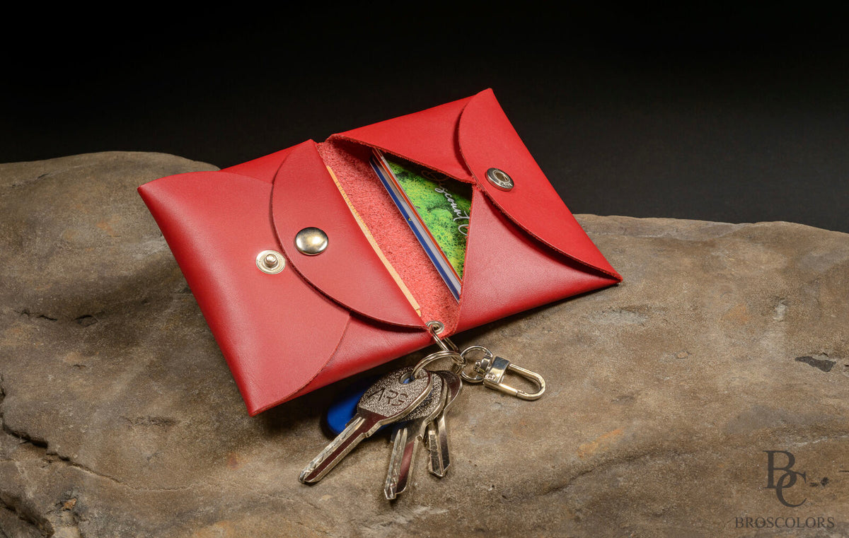 Minimalist Origami Leather Wallet, Red Leather Wallet Customized, Unisex Wallet