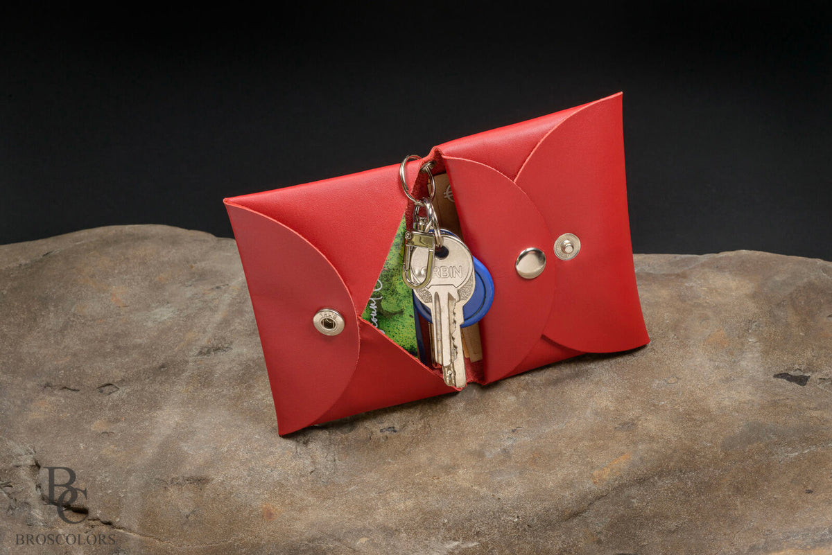 Minimalist Origami Leather Wallet, Red Leather Wallet Customized, Unisex Wallet