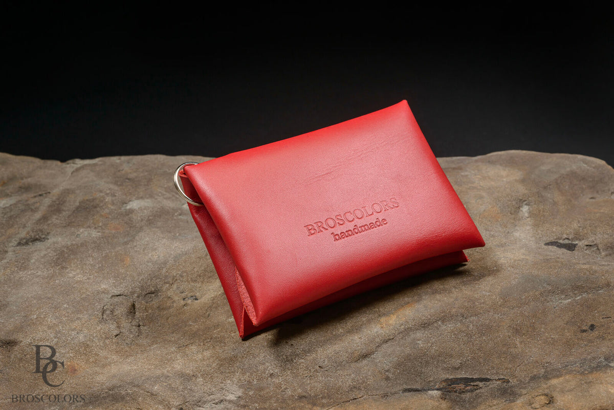 Minimalist Origami Leather Wallet, Red Leather Wallet Customized, Unisex Wallet
