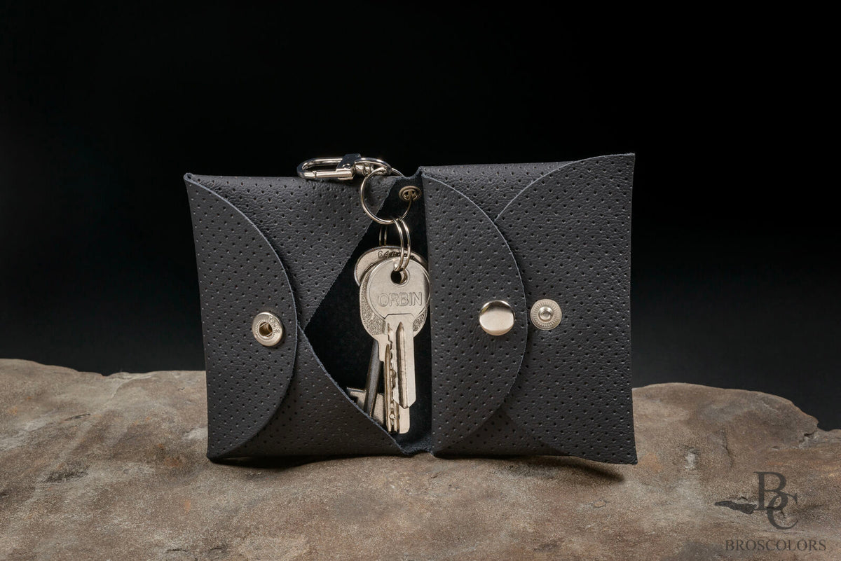 Minimalist Origami Wallet with Black Perforated Leather, Unisex Wallet