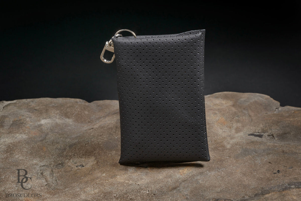 Minimalist Origami Wallet with Black Perforated Leather, Unisex Wallet