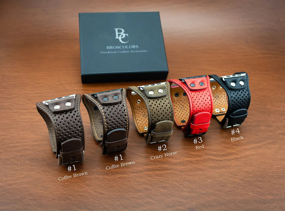 Black Apple Watch Leather Cuff Breathable Band - Sport Rock